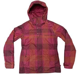Burton Jacket Dry Ride Plaid Snowboard Ski Jacket Size Small Pink